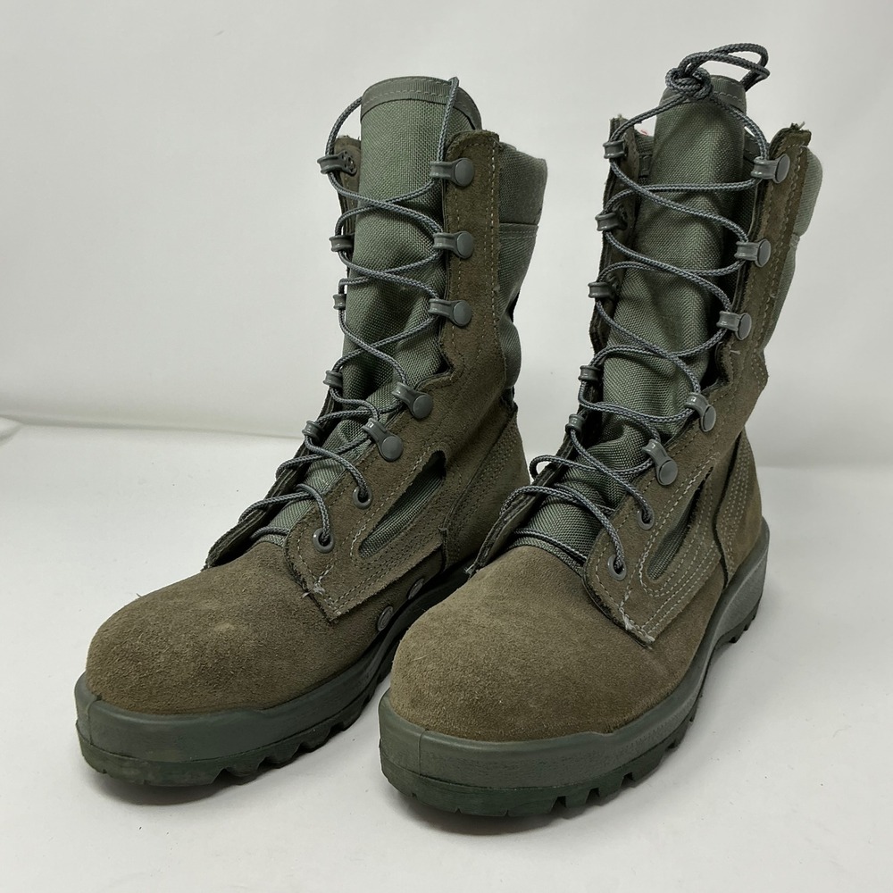 Belleville F600 ST Sage Green Suede Steel Toe Combat Boots Vibram Women 4.5W USA